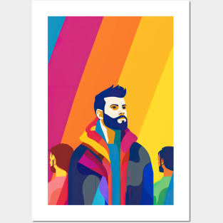 guy with colorful background Posters and Art